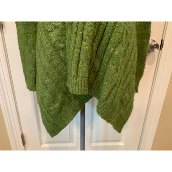 BCBG MAXAZRIA Green Rib/Cable Knit Long Sleeve Cardigan Sweater Size XS/S - Picture 4 of 10
